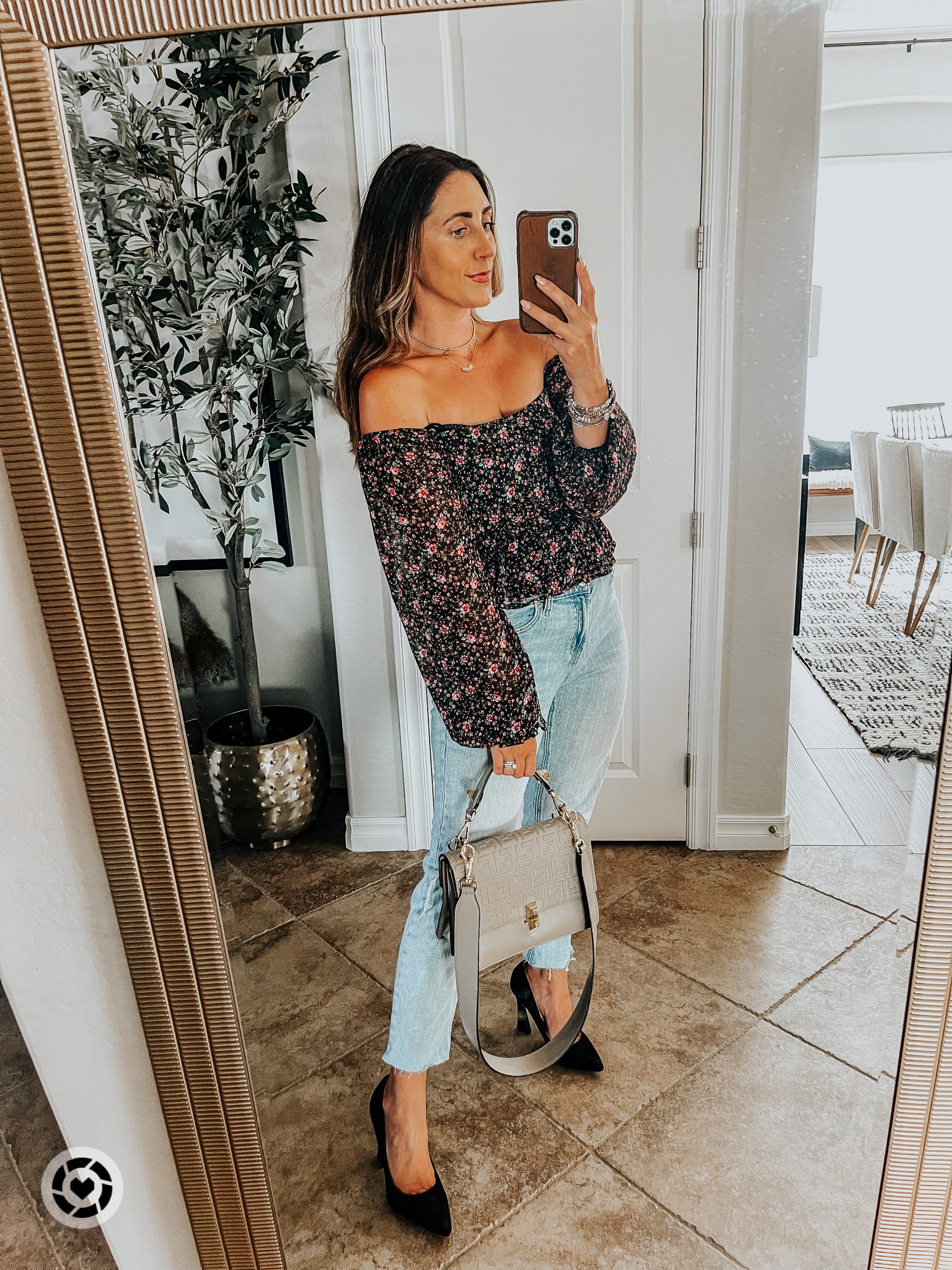 floral blouse with jeans and heels // nordstrom anniversary sale finds - date night outfit idea - This is our Bliss