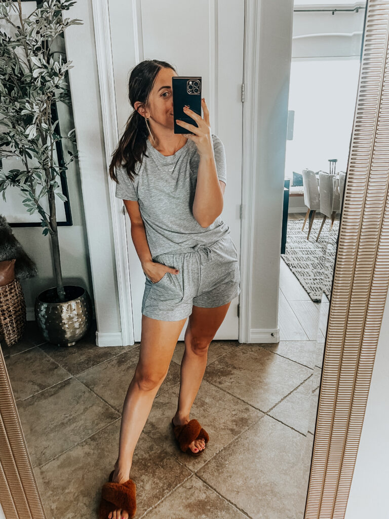 2 piece lounge set - tee shirt and knit shorts - amazon finds - This is our Bliss