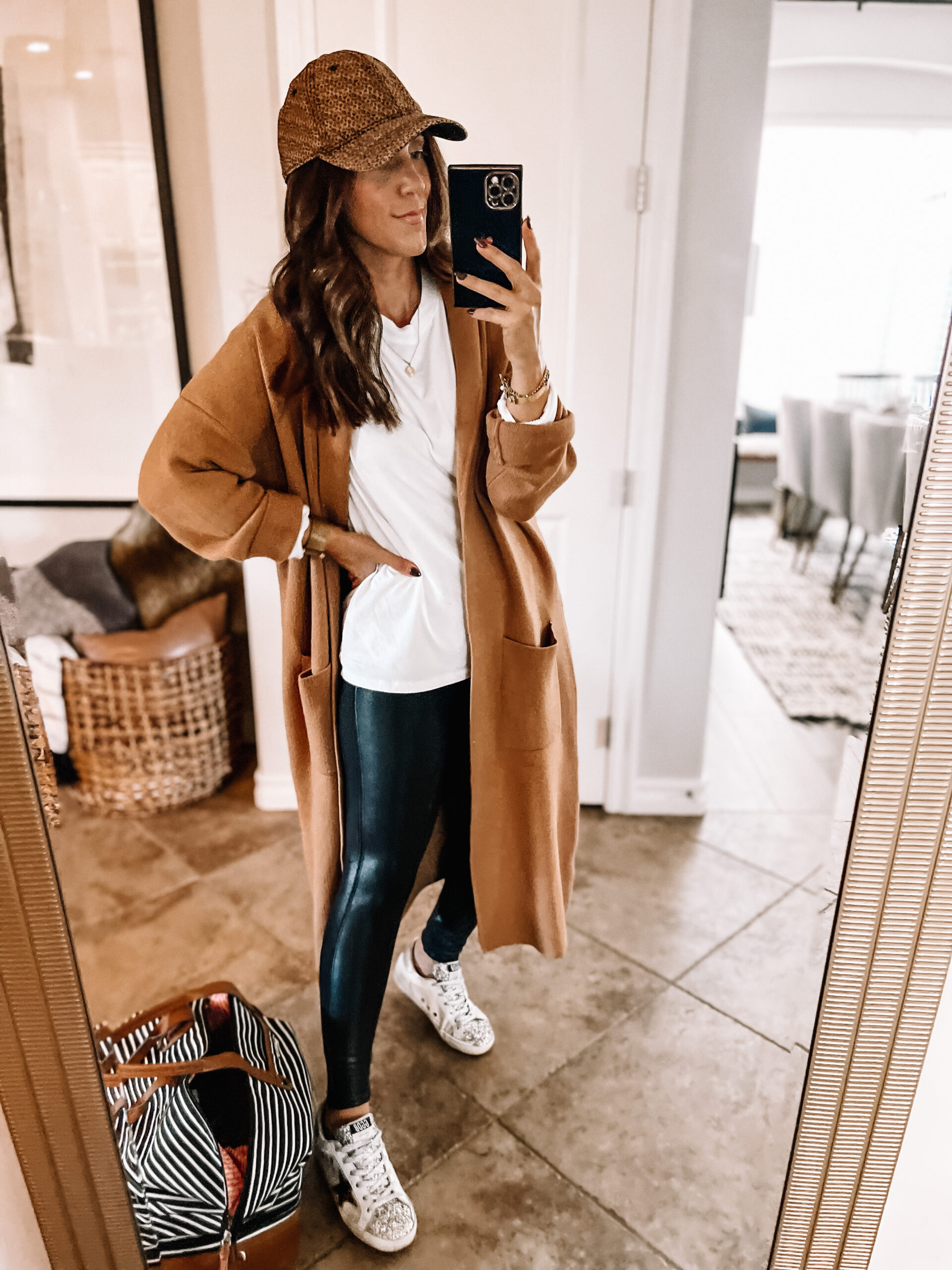 duster coatigan and leggings with sneakers - fall outfit idea - This is our Bliss