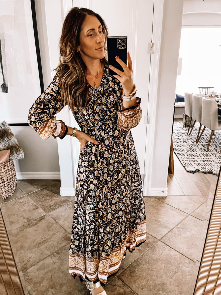 amazon floral maxi dress for fall - amazon haul - This is our Bliss