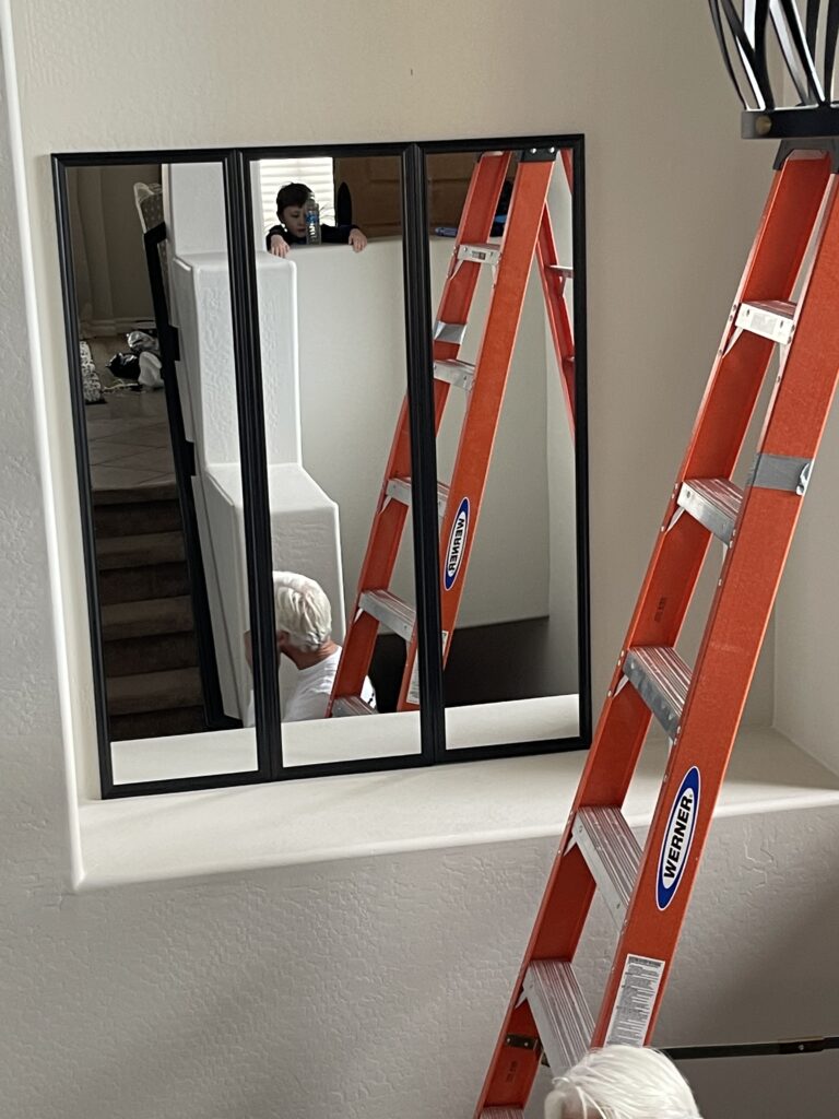 how to hang full-length mirrors in a stairwell niche - This is our Bliss - stairwell niche idea