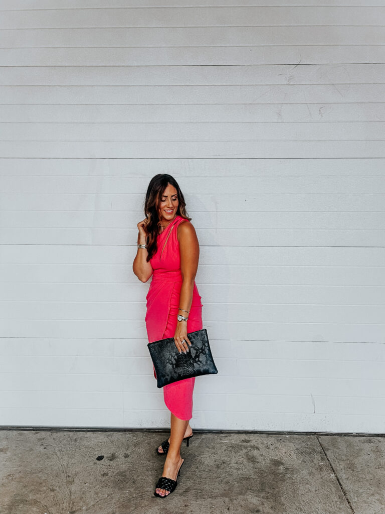 pink one shoulder dress with cut-out detail - Spring wedding guest dress - This is our Bliss