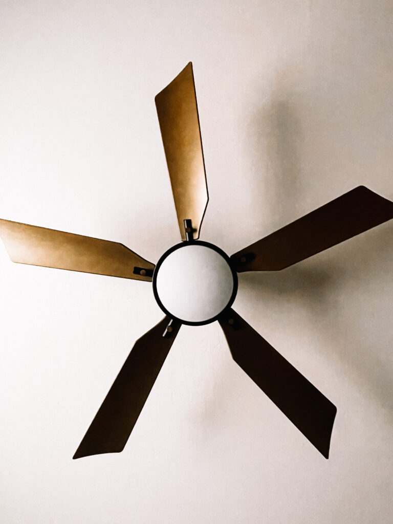ceiling fan by Kichler, gold, black and wood ceiling fan - One Room Challenge - This is our Bliss - #boyroomdesign