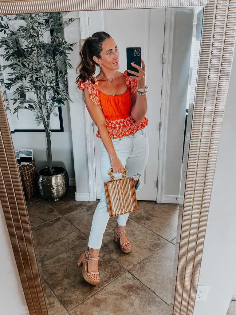 orange top for Summer - summer outfit ideas