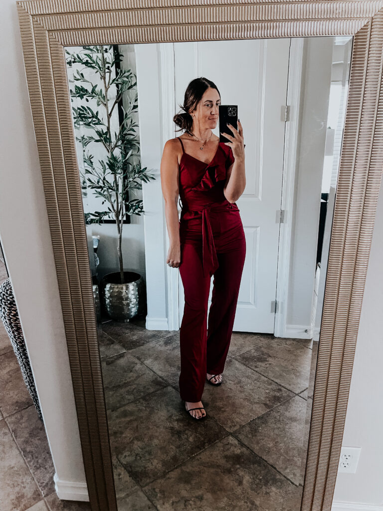 ruffle snoulder pant jumpsuit with pockets and tie belt - Amazon jumpsuit - This is our Bliss