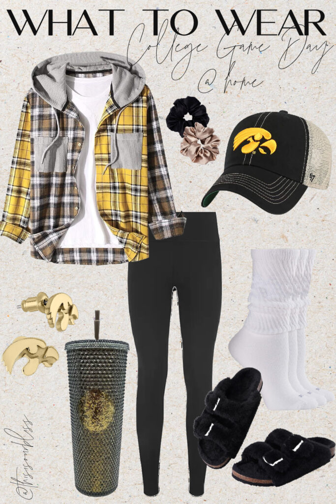 Fall style guide - what to wear to watch Football - This is our Bliss #falloutfitidea #iowahawkeyes #collegefootball #gamedayoutfit