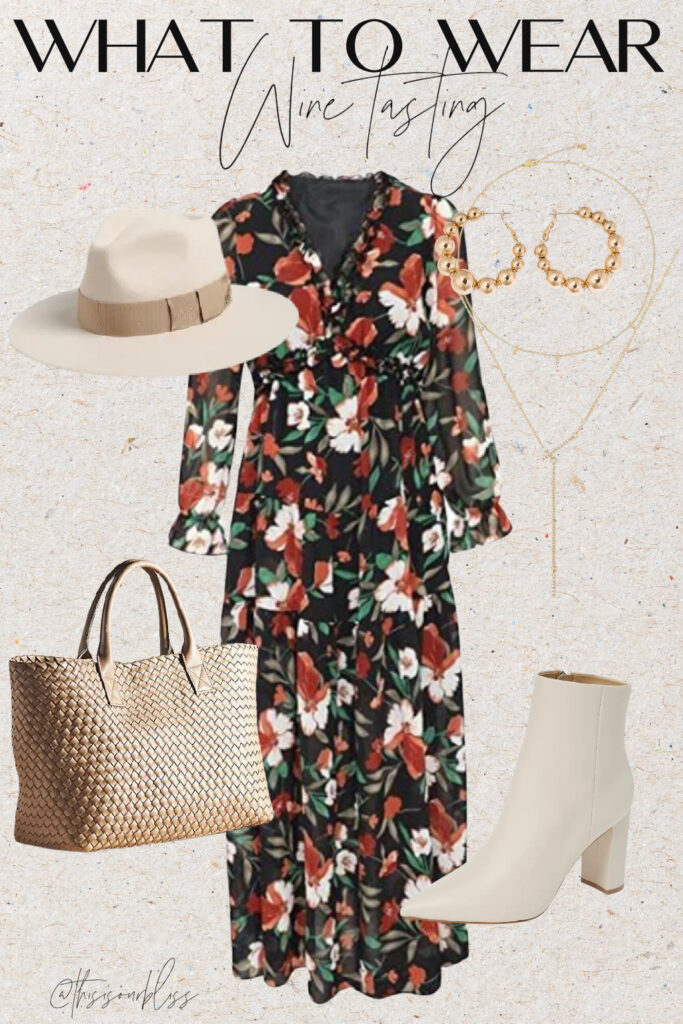weekend wine tasting - fall outfit idea - Fall dress - This is our Bliss