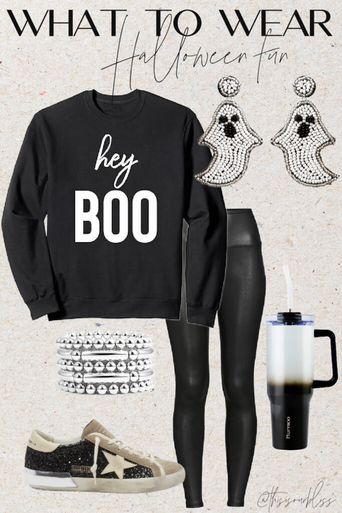 Hey Boo sweatshirt and leggings - what to wear for Halloween - This is our Bliss
