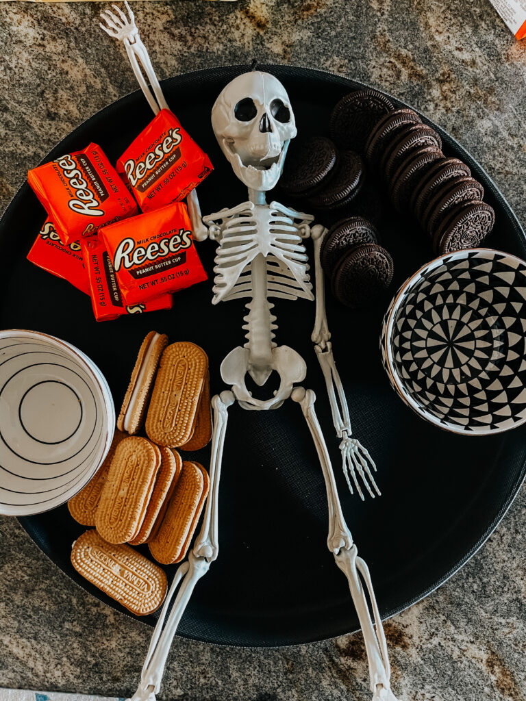 Spooky Skeleton Snack Board - halloween board for entertaining - Halloween party idea - This is our Bliss