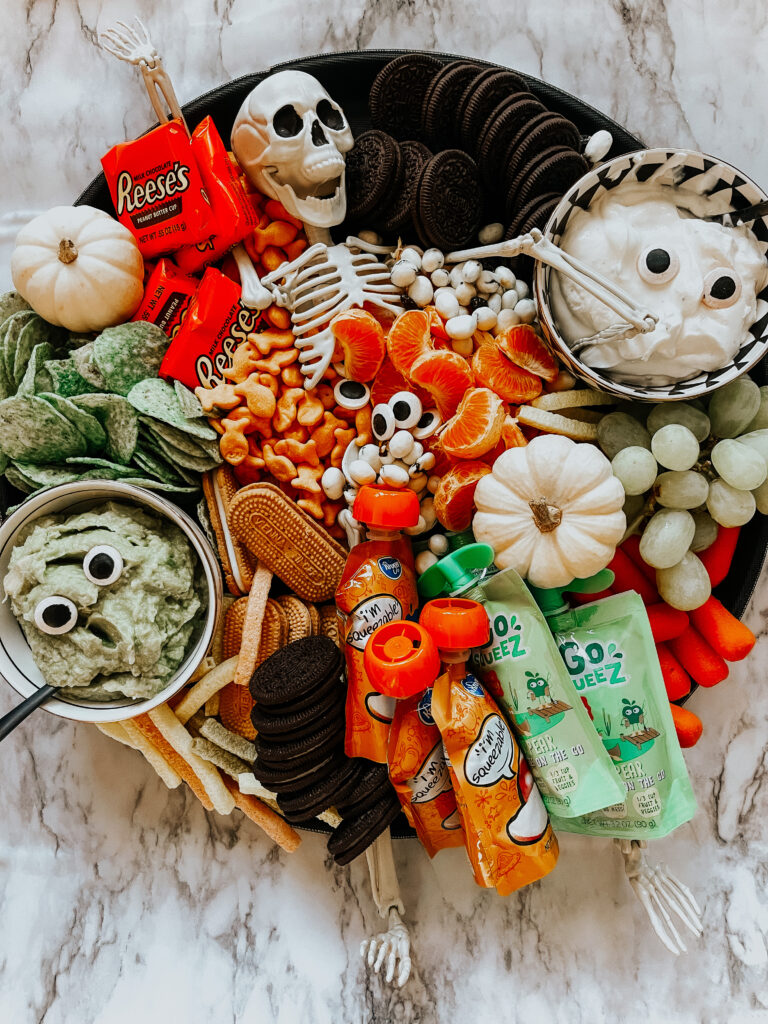 Spooky Skeleton Snack Board - halloween board for entertaining - Halloween party idea - This is our Bliss