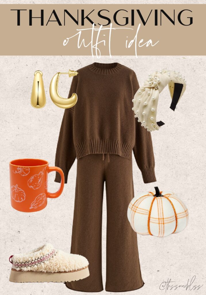 Casual Thanksgiving outfit idea - Thanksgiving loungewear set - This is our Bliss - Thanksgiving outfit idea #thanksgivingoutfit