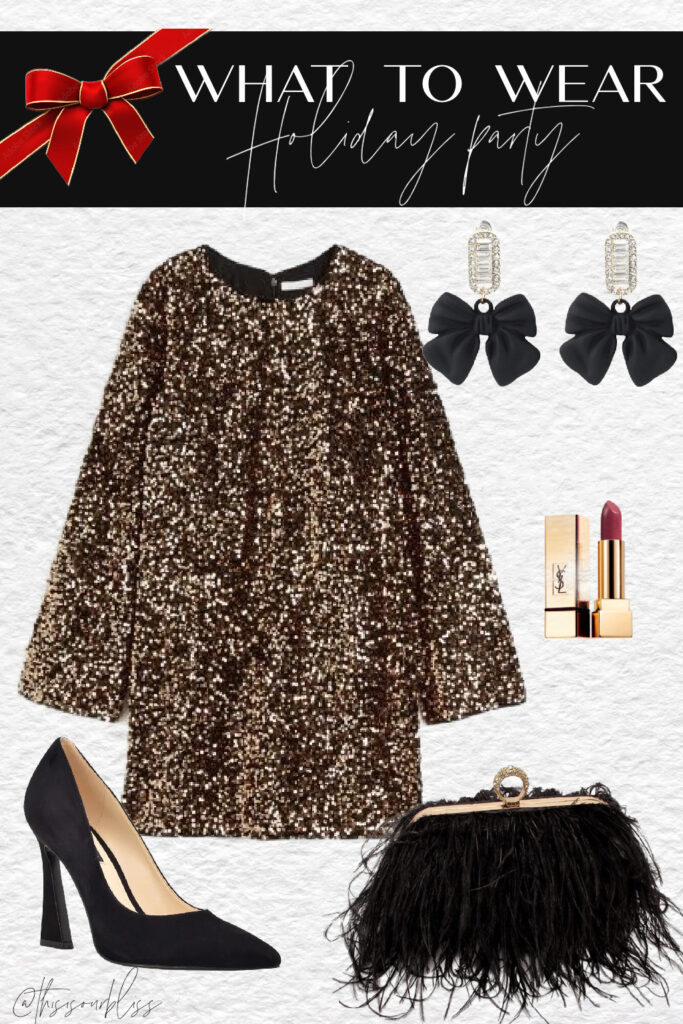 Gold sequin party dress for the holidays - This is our Bliss #holidaypartydress